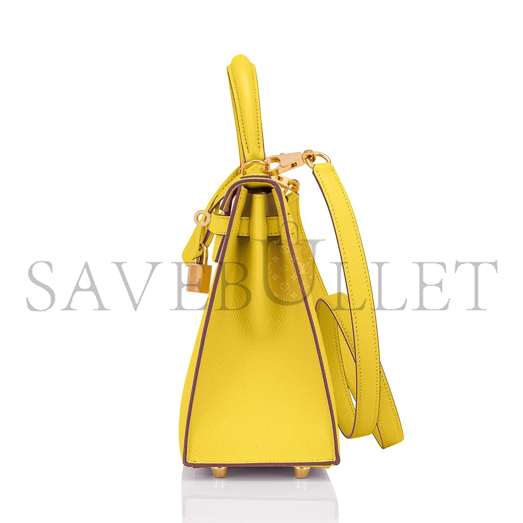 HERMÈS KELLY 25 LEMON YELLOW EPSOM GOLD HARDWARE (25*17*7cm)